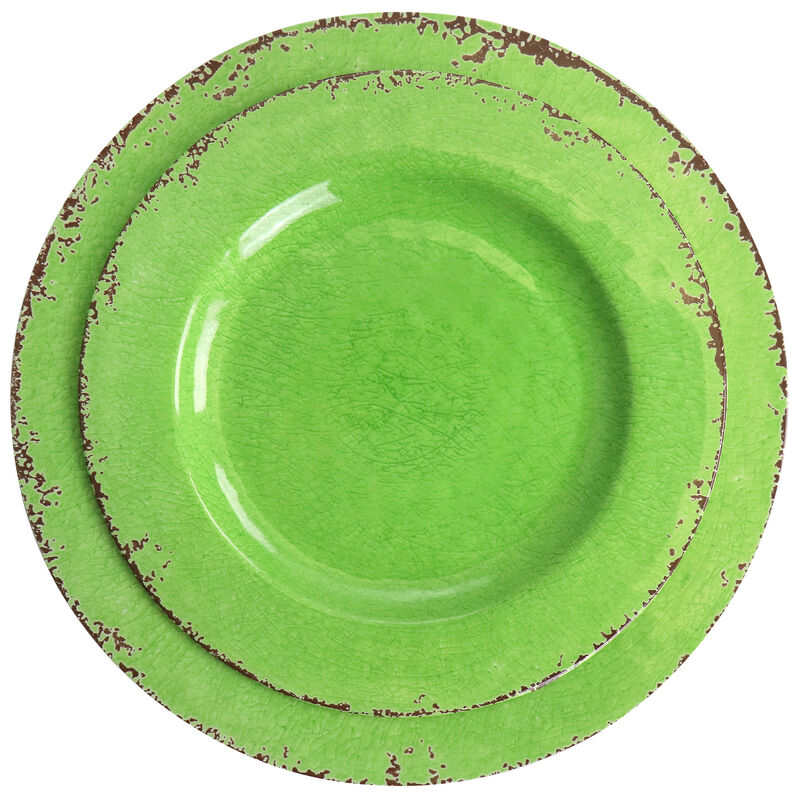 Laurie Gates California Designs Mauna 12 Piece Melamine Dinnerware Set in Crackle Green