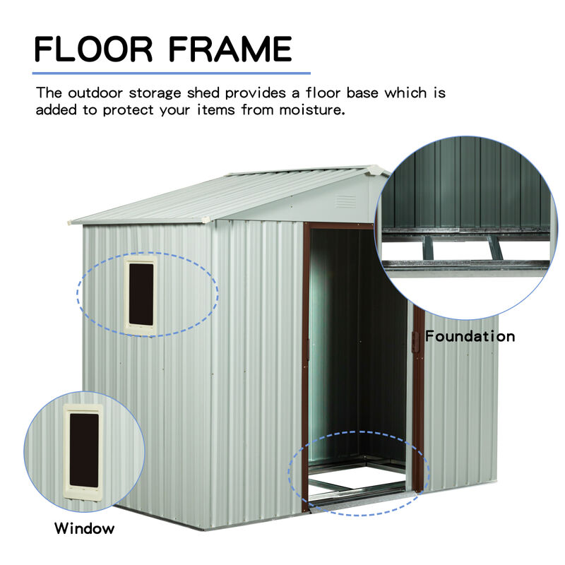 6FT X 5FT Outdoor Metal Storage Shed With Window White