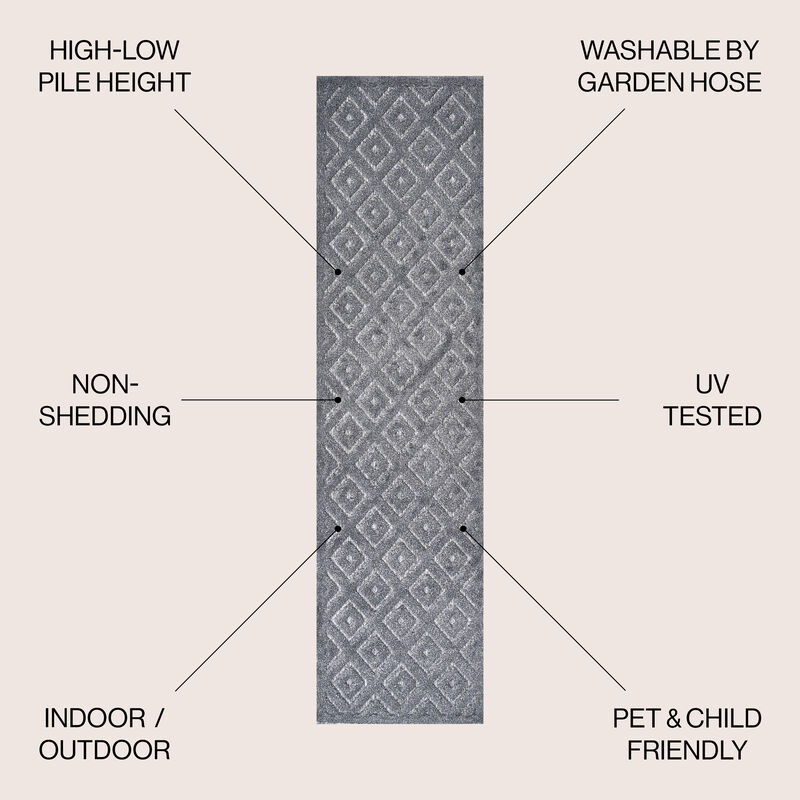 Portmany Neutral Diamond Trellis Indoor/Outdoor Area Rug