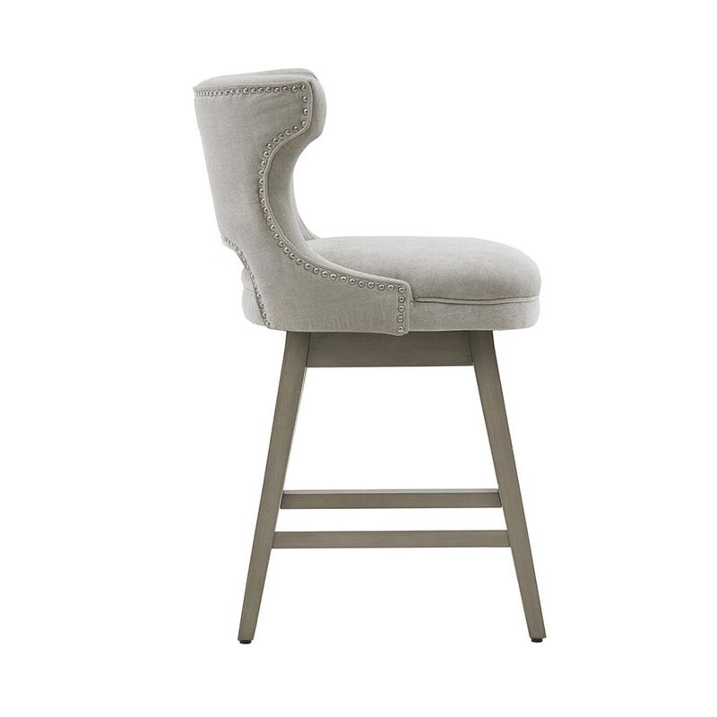 Starlight Canyon Home Gray Swivel Counter Stool with Solid Wood Frame and Fabric Seat