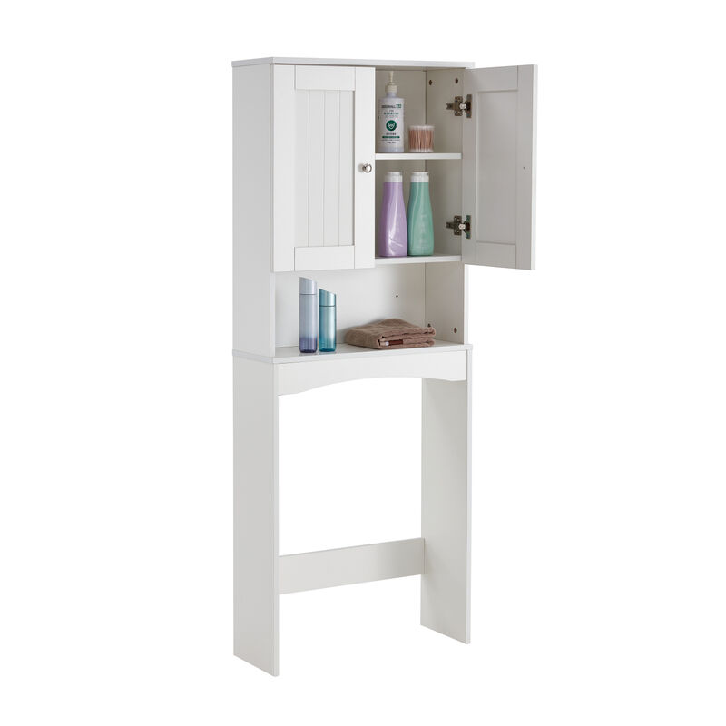 Home Bathroom Shelf Over-The-Toilet, Bathroom SpaceSaver, Bathroom Storage Cabinet Organizer, White