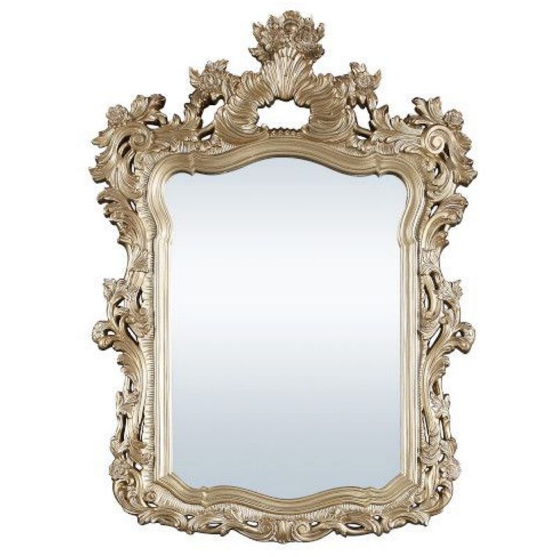 56 Inch Wall Mirror, Ornate Carving, Champagne Gold-Benzara