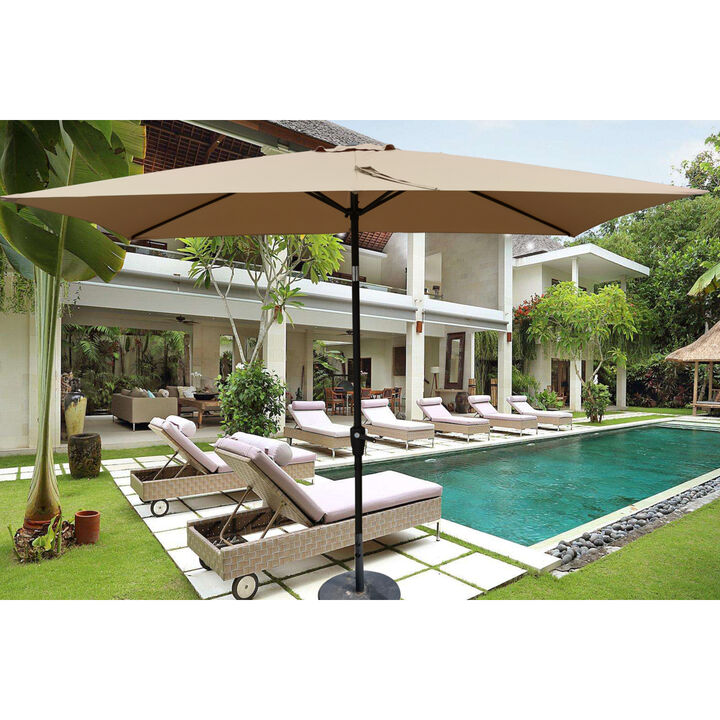 6 X 9FT Patio Umbrella Outdoor Waterproof Umbrella With Crank And Push Button Tilt