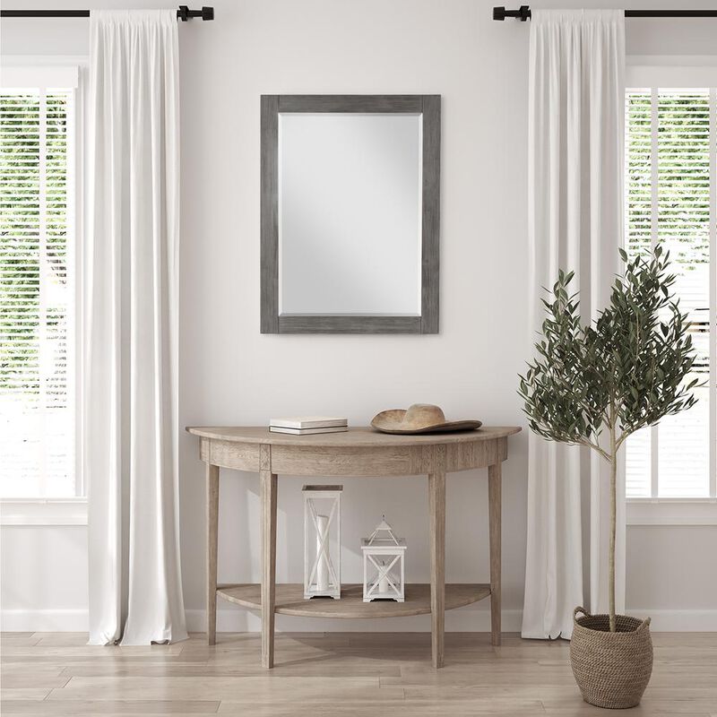 Altair 28 Rectangular Bathroom Wood Framed Wall Mirror in Classical Grey
