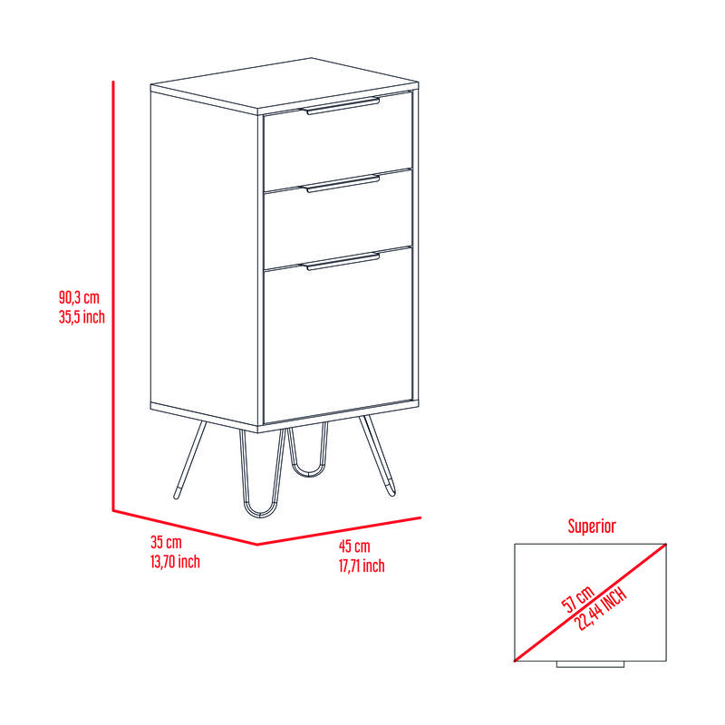 DEPOT E-SHOP Begonia Light Dresser, Superior Top,Three Drawers, Hairpin Legs, Light Oak