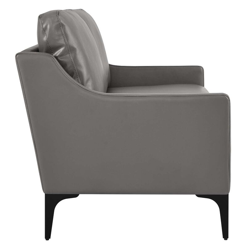 Corland Leather Loveseat Gray
