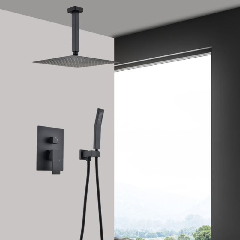 Complete Ceiling Shower Set with Handheld and Rainfall Shower Head
