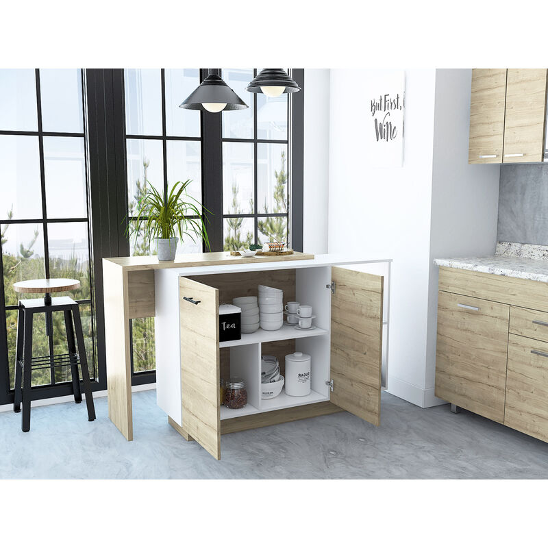 Streamdale Chesterfield 2-Shelf 1-Drawer 3-Division Kitchen Island White