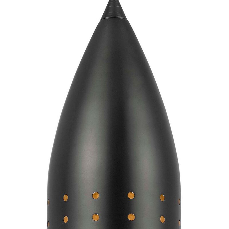 4 Inch Modern Pendant Light, Round Metal Shade, Oil Rubbed Black Bronze - Benzara