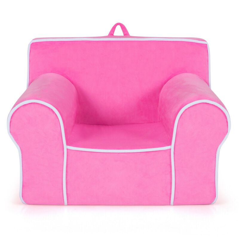 Upholstered Kids Sofa with Velvet Fabric and High-Quality Sponge