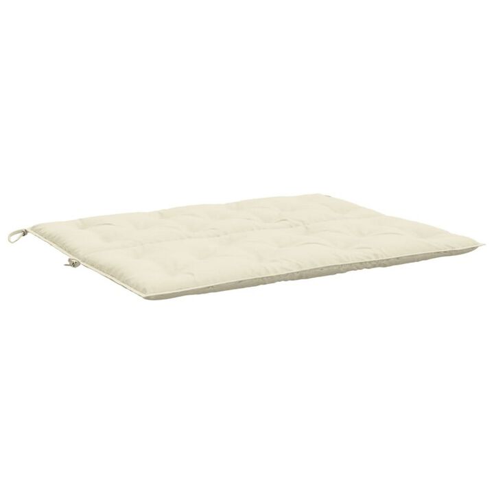 Claire 2pc Outdoor Cushion for Bench, Tufted White Oxford Fabric - Benzara