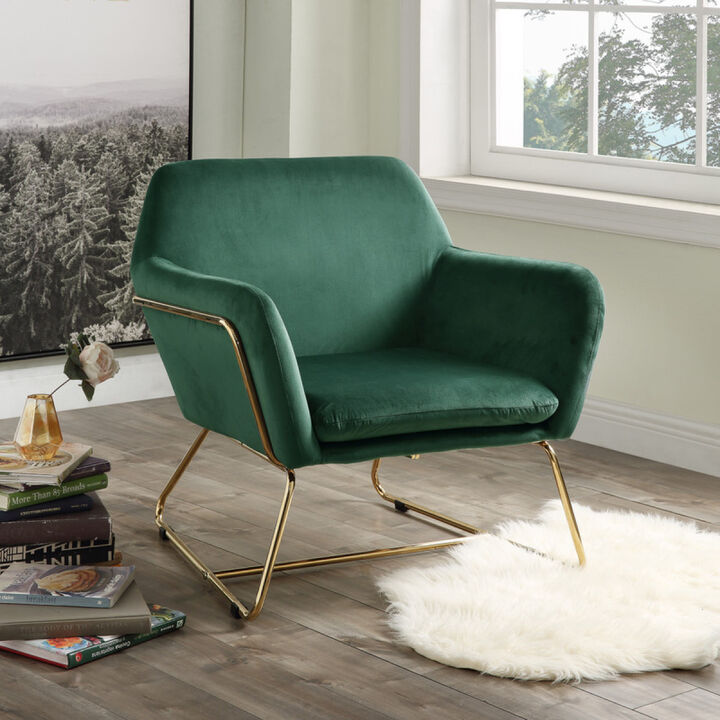 Keira Velvet Accent Chair With Metal Base