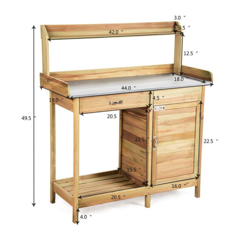 Hivvago Outdoor Garden Wooden Work Station Potting Bench