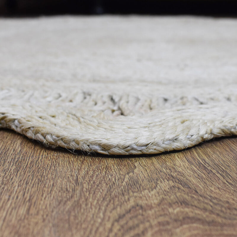 HAND WOVEN JUTE ECO-FRIENDLY Oriental AREA RUGS - 4'x4', Round Shape, White Color, Oriental Pattern, High Pile, Natural Fiber, Outdoor Indoor Handmade Area Rugs for Living Room, Bed Room (J00074)