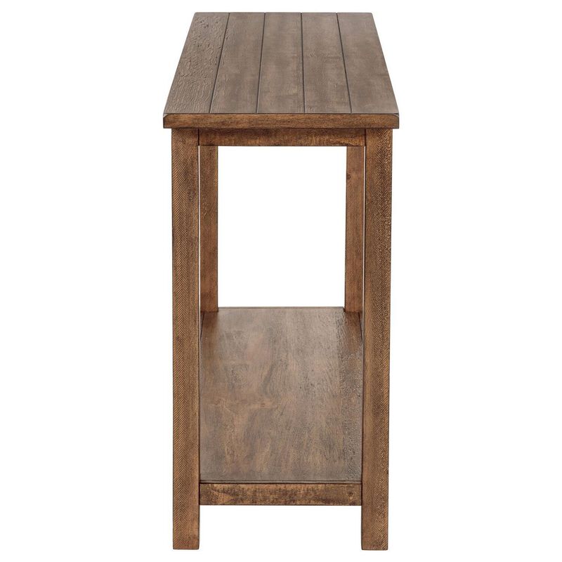 Ayne Console Table, 1 Shelf, Distressed Brown Wood Frame, 47 Inch - Benzara