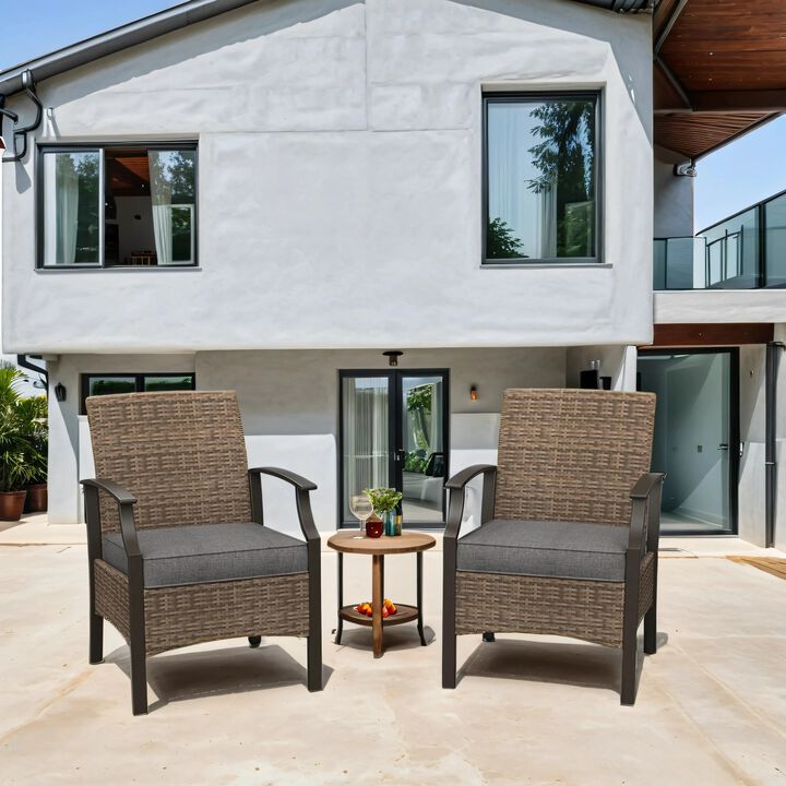 MONDAWE Wicker Formal Dinning Chair With Cushions In Metal Frame (Set of 2)