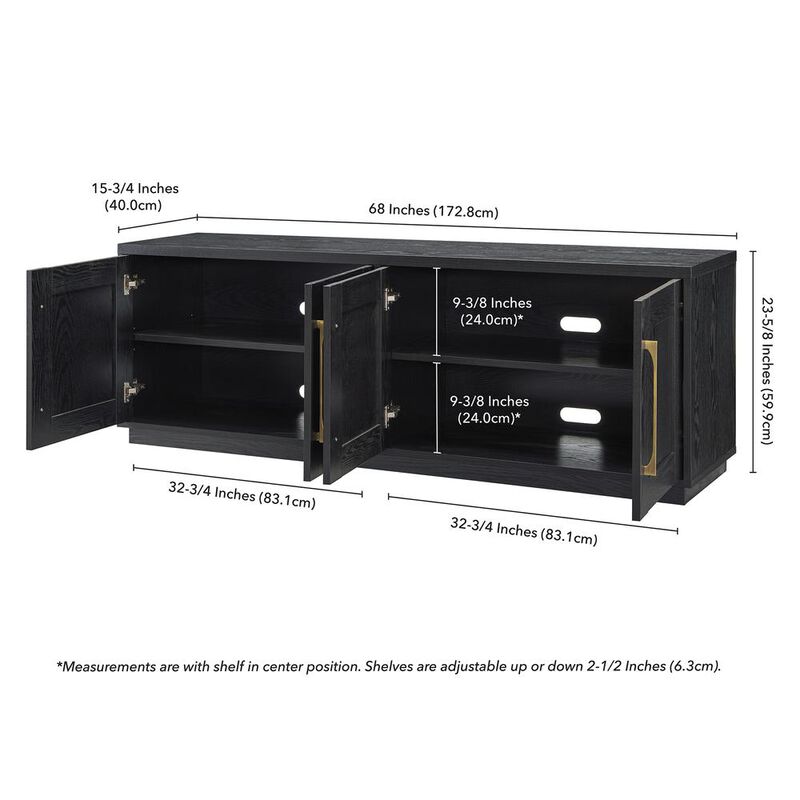 Hudson&Canal Tillman Rectangular TV Stand for TV's up to 80 in Black Grain