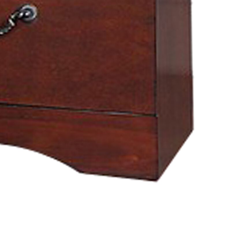 Bran 27 Inch 2 Drawer Nightstand, Pine Wood, Grain Details, Cherry Brown-Benzara