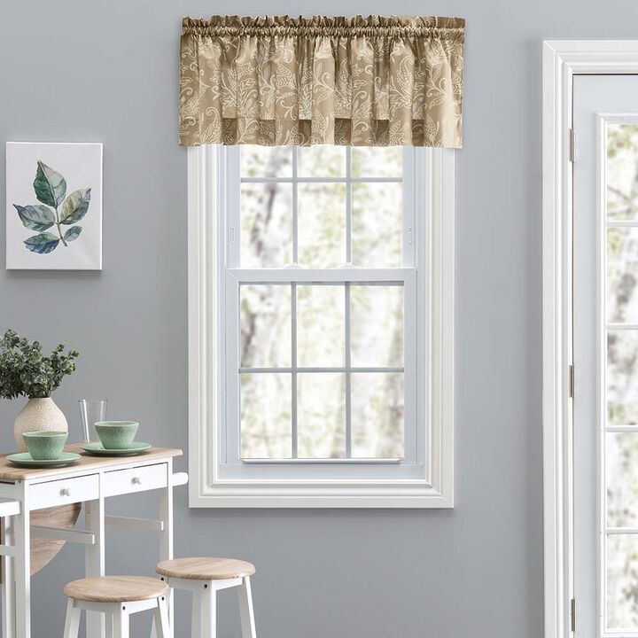Ellis Curtain Lexington Leaf Pattern on Colored Ground Tailored Valance