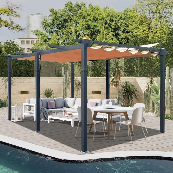 Mondawe 11x16Ft Outdoor Retractable Pergola,Rust-Resistant Aluminum Frame,Adjustable,Easy Assembly