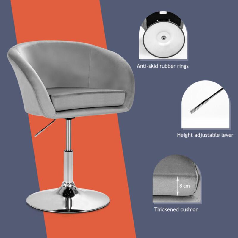 Hivvago 360 Degree Swivel Makeup Stool Accent Chair with Round Back and Metal Base