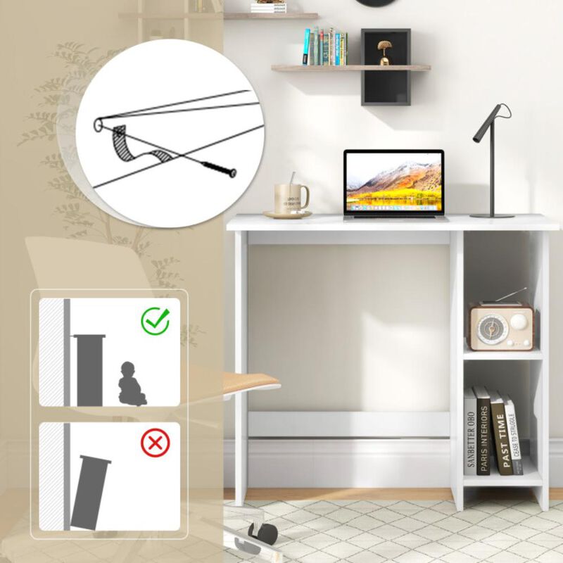 Hivvago Small Computer Desk with Storage and Adjustable Shelf