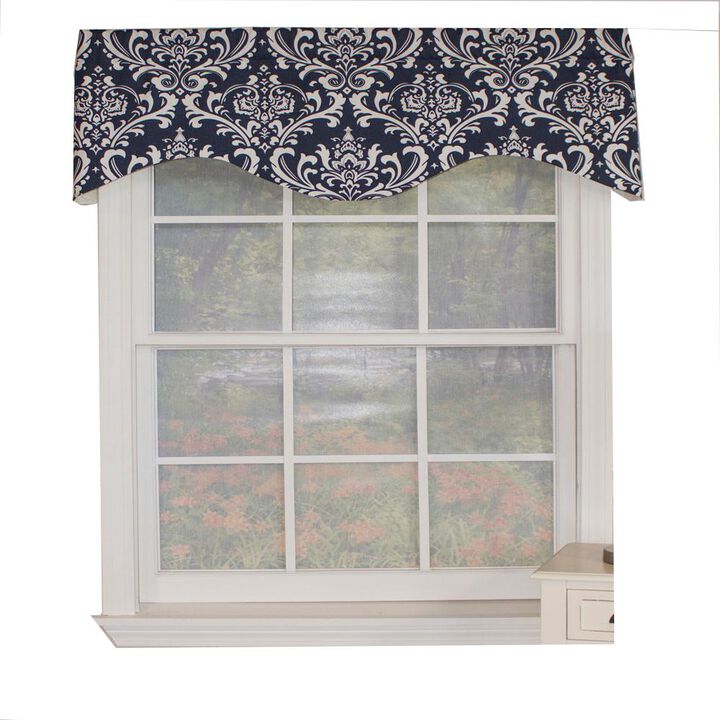 Ozbourne Cornice Syel 3" Rod Pocket Valance 50" x 17" Navy by RLF Home