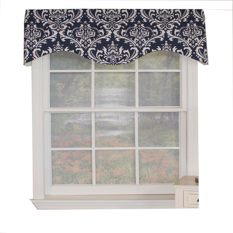 Ozbourne Cornice Syel 3" Rod Pocket Valance 50" x 17" Navy by RLF Home