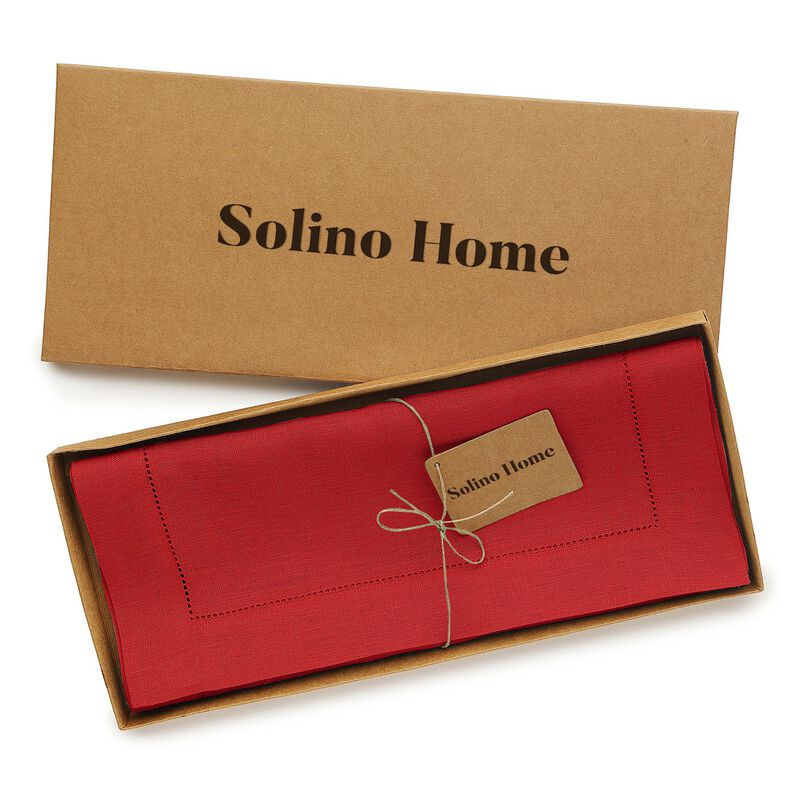 Solino Home 100% Pure Linen Table Runner | Classic Hemstitch for Thanksgiving, Christmas