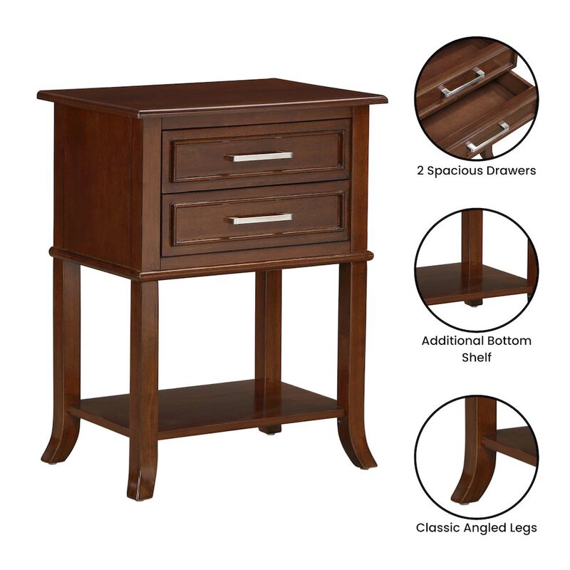 Convenience Concepts Sydney 2 Drawer End Table with Shelf