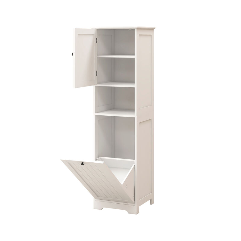 15.75 in. W. x 13.78 in. D x 55.12 in. H White Freestanding Tilt-Out Linen Cabinet