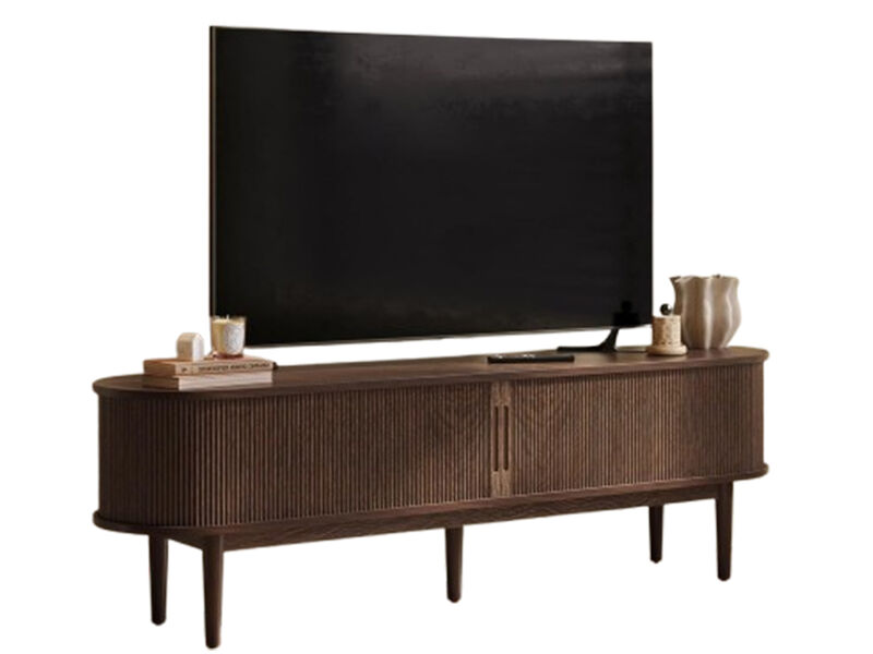 Walnut Entertainment Center TV Stand for 75" TV for Living Room