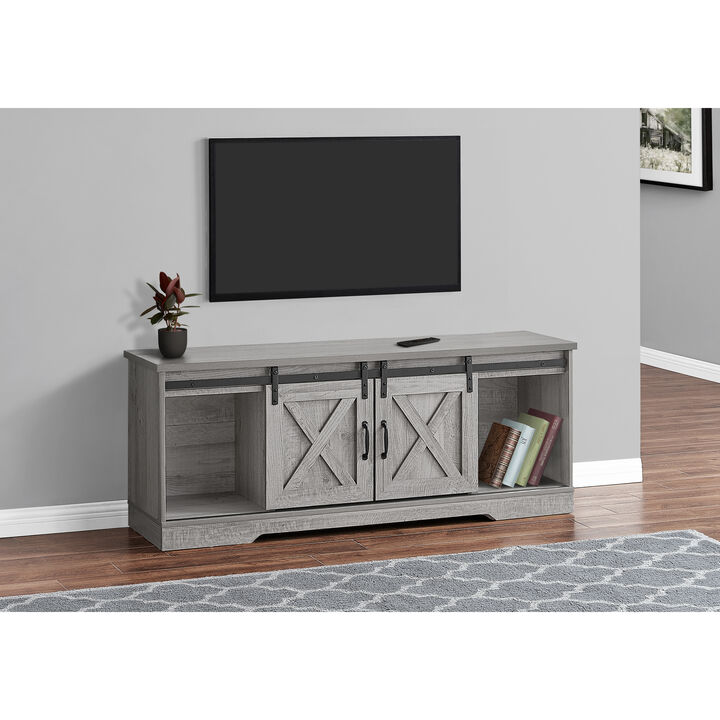 Monarch Specialties I 2747 Tv Stand, 60 Inch, Console, Media Entertainment Center, Storage Cabinet, Living Room, Bedroom, Laminate, Grey, Transitional
