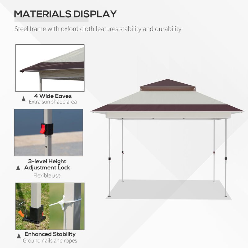 Beige Event Shelter: 12'x12' Pop Up Canopy with Mesh Sidewalls