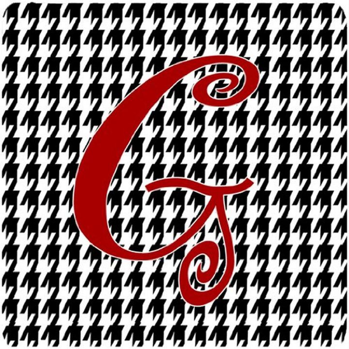 Caroline's Treasures CJ1035-GFC Monogram-Houndstooth Black Foam Coasters (Set of 4), Initial Letter G, 3.5 H x 3.5 W, Multicolor
