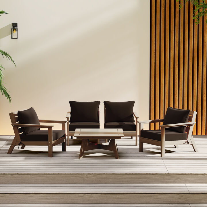WestinTrends Outdoor 5-Piece Modular Sectional Patio Furniture Sofa Set