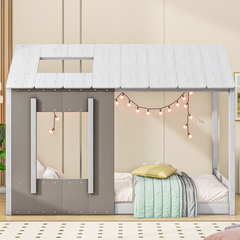 Merax House Platform with Roof and Window