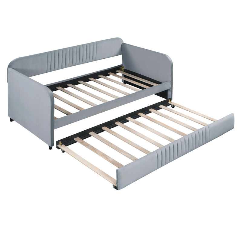 Merax Upholstered Daybed Sofa Bed With Trundle