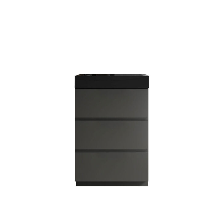Gray Bathroom Vanity with Sink and Large Storage, Modern Style