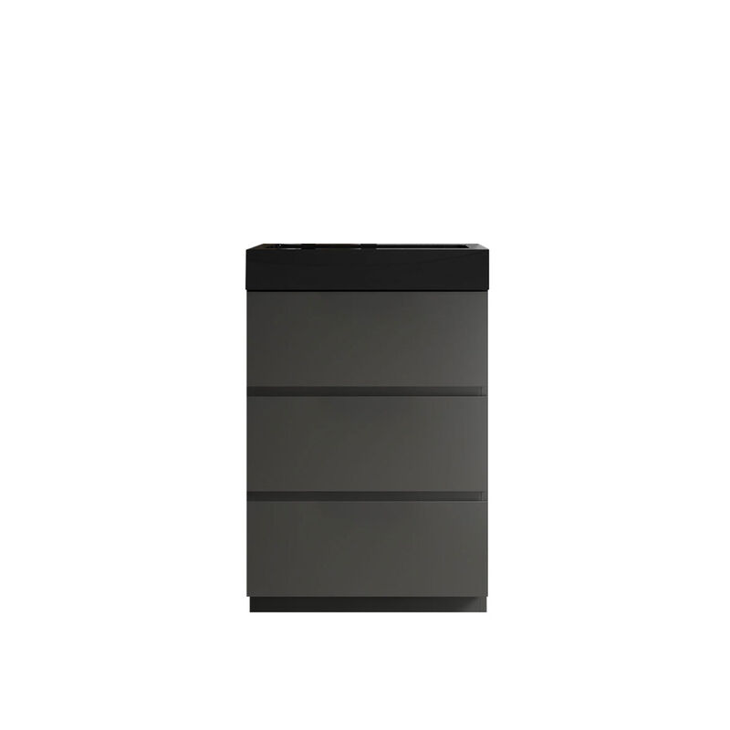 Gray Bathroom Vanity with Sink and Large Storage, Modern Style
