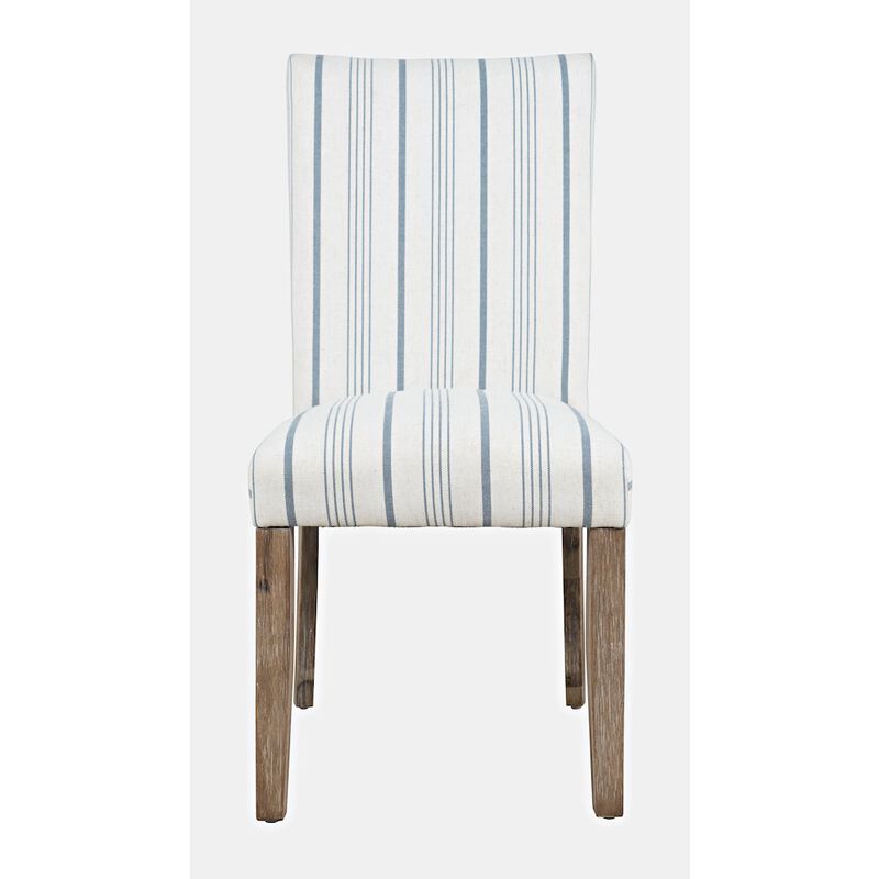 Jofran Eastern Tides Coastal Wire-Brushed Wood Three Piece Upholstered Dining Set