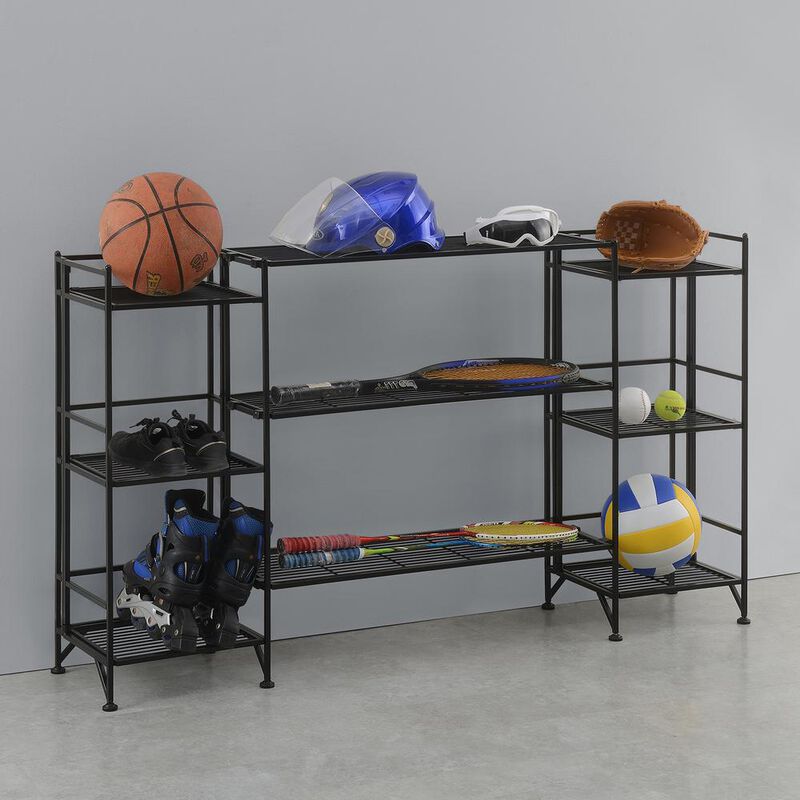 Convenience Concepts Xtra Storage 3 Tier Folding Metal Shelves with Set of 3 Deluxe Extension Shelves