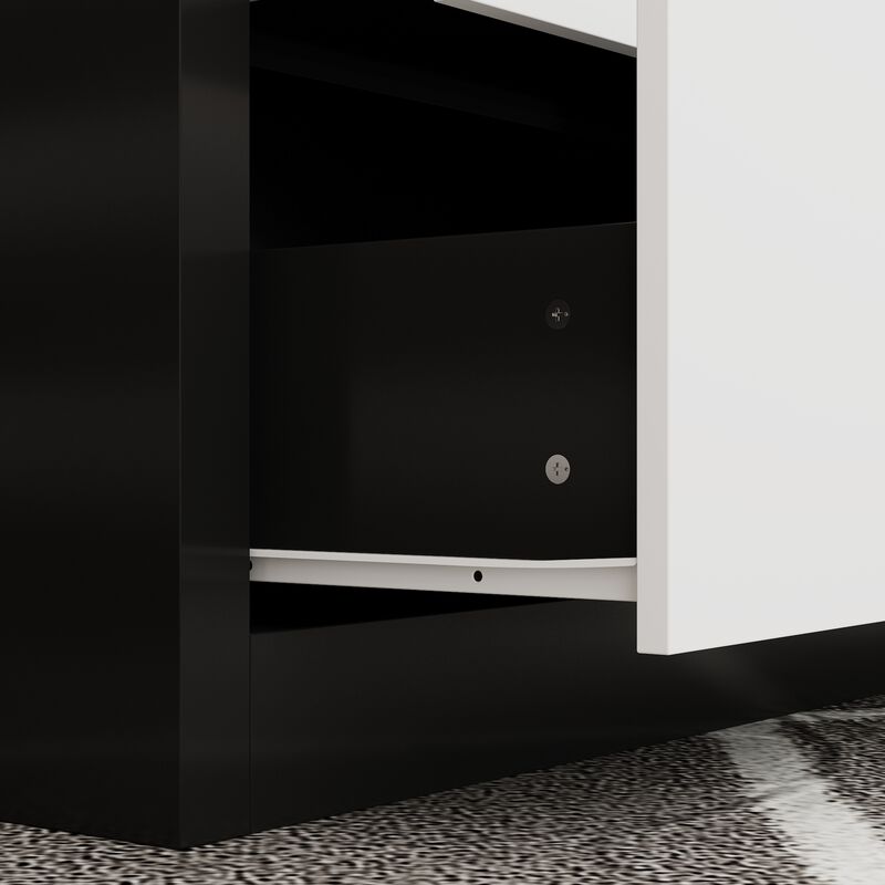 FUFU&GAGA Shoe Cabinet with Storage, 6 Drawers, Open Shelves, Spacious Top, MDF (78.7" W x 23.6" D x 35.4" H), Black & White