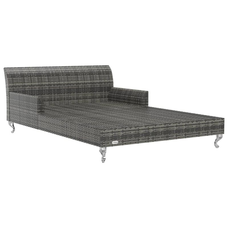 vidaXL 2-Person Garden Sun Bed with Cushions Poly Rattan Gray