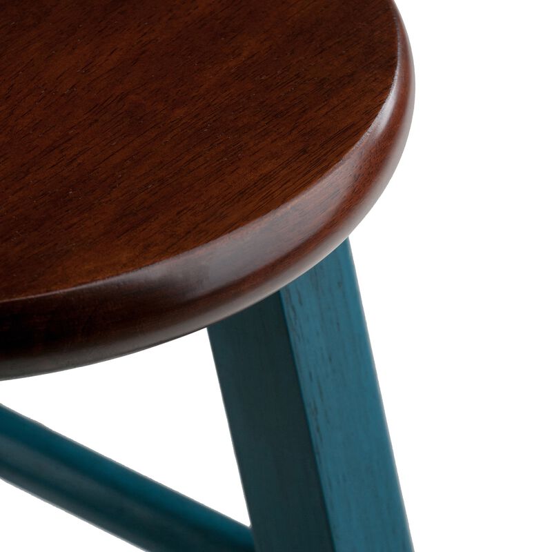 Winsome Wood Ivy Model Name Stool, Rustic Teal/Walnut 13.6x13.6x29.1