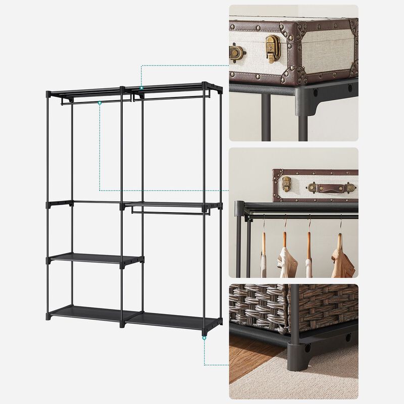 Adjustable Freestanding Closet Organizer with Hanging Rods for Efficient Wardrobe Management