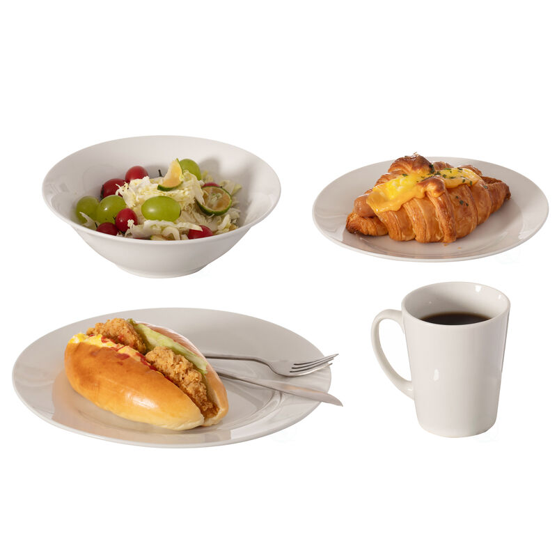 16 PC Dinnerware Dish Set for 4 Person | Mugs, Salad and Dinner Plates and Bowls Sets, High Quality Dishes with Highly Chip and Crack Resistant, Dishwasher and Microwave Safe, Matte Black
