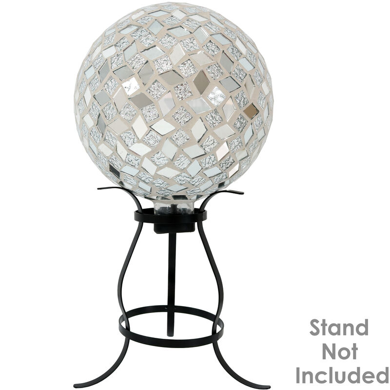 Sunnydaze Mirrored Diamond Mosaic Gazing Globe - 10 in - Gray
