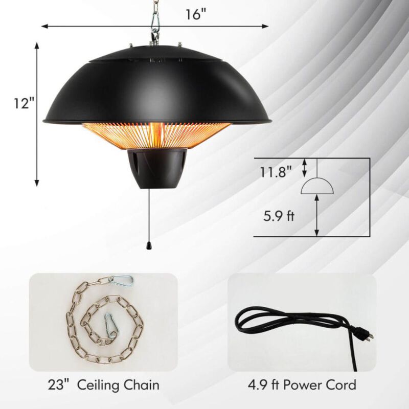 Hivvago 1500W Electric Hanging Patio Heater with IPX4 Waterproof