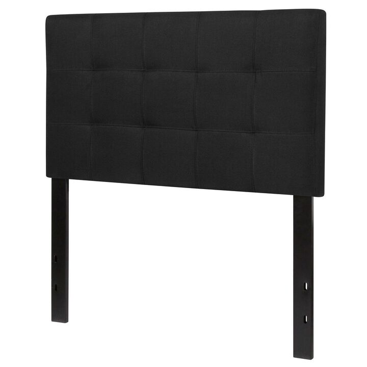 QuikFurn Twin size Modern Black Fabric Box-Stitch Upholstered Headboard